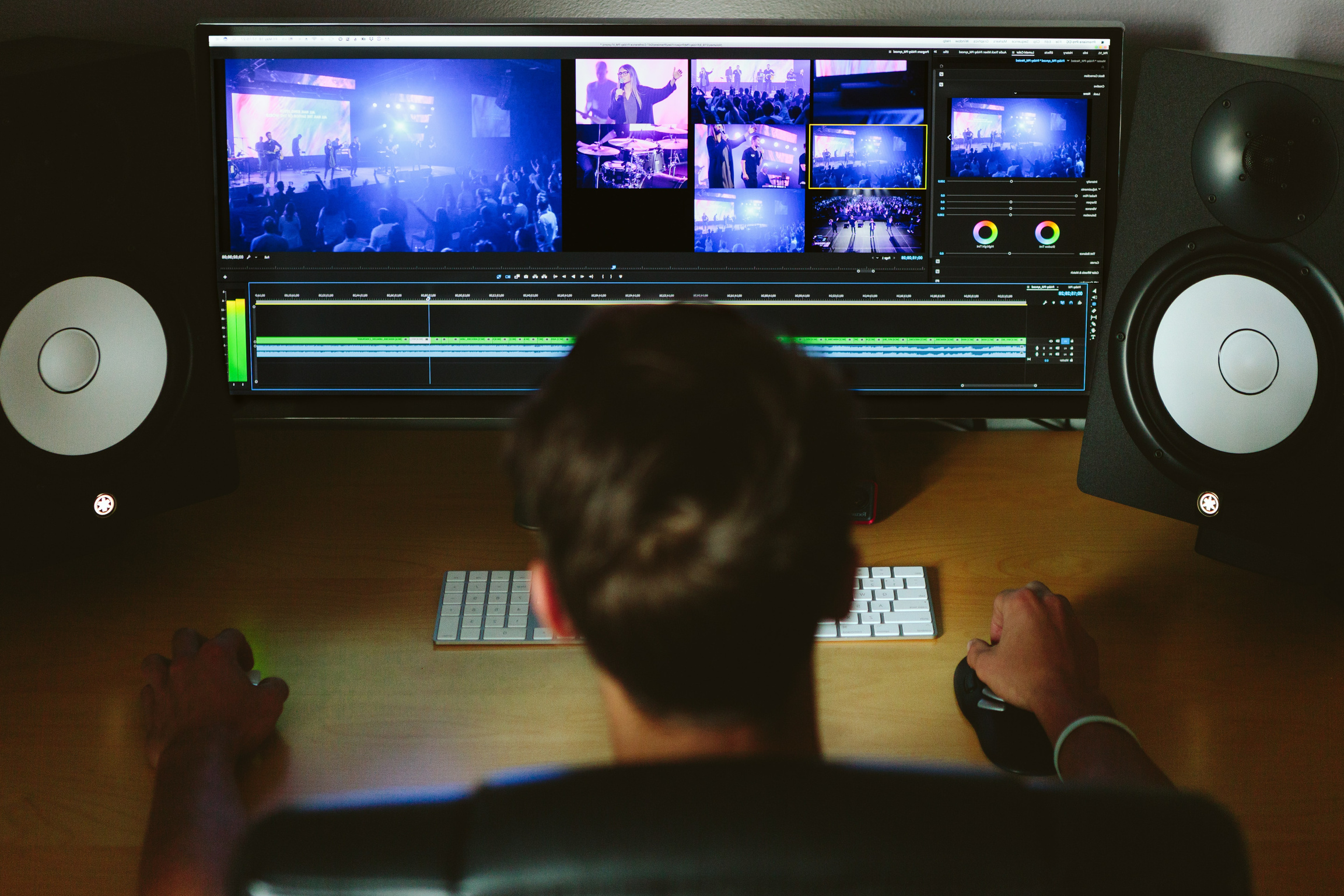 Man Editing a Video on Desktop 